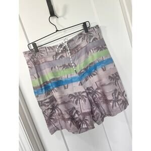 Spicy Tuna Men's Tropical Palm‎ Tree Board Swim Trunks Beach Multicolor Size XL